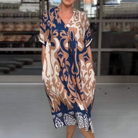 Noira | Schickes bedrucktes Kleid in Midilänge mit V-Ausschnitt