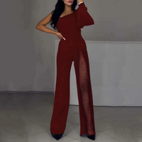 Xyriel | One-Shoulder Glitzer-Jumpsuit mit Mesh