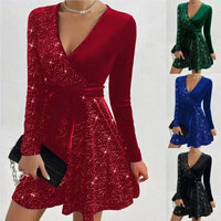 Felina | Glitzernder V-Ausschnitt-Rock mit Pailletten