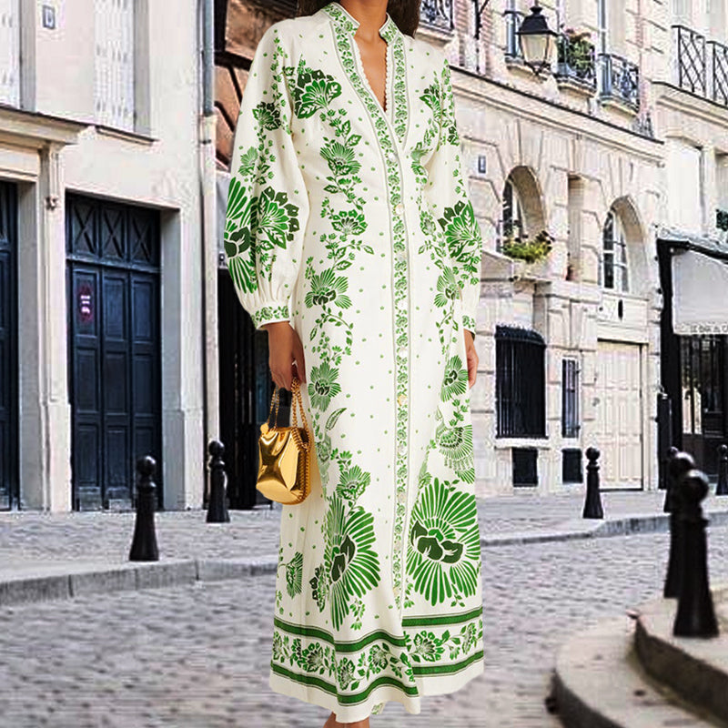 Devia | Besticktes Midikleid mit Kragen und Laternenärmeln