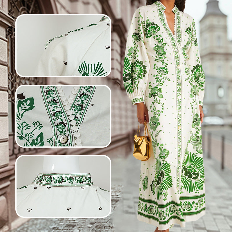 Devia | Besticktes Midikleid mit Kragen und Laternenärmeln