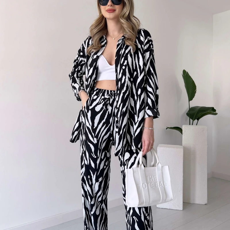 Evangeline | Stylisches Hemd- und Hosenset im Zebradruck
