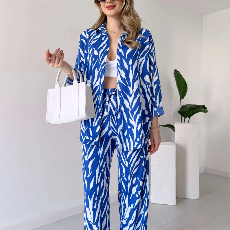 Evangeline | Stylisches Hemd- und Hosenset im Zebradruck