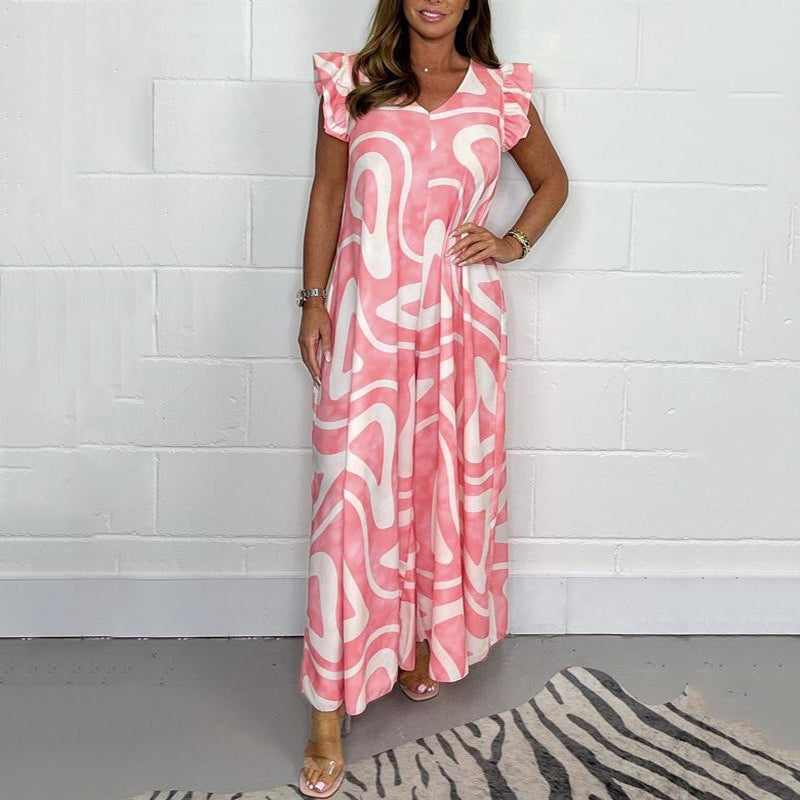 Somara | Luftiger Jumpsuit mit Print & Weitbein-Schnitt