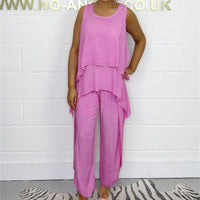 Paige | Lockeres ärmelloses Oberteil und Hosen-Set für Plus Size