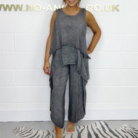 Paige | Lockeres ärmelloses Oberteil und Hosen-Set für Plus Size