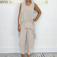 Paige | Lockeres ärmelloses Oberteil und Hosen-Set für Plus Size