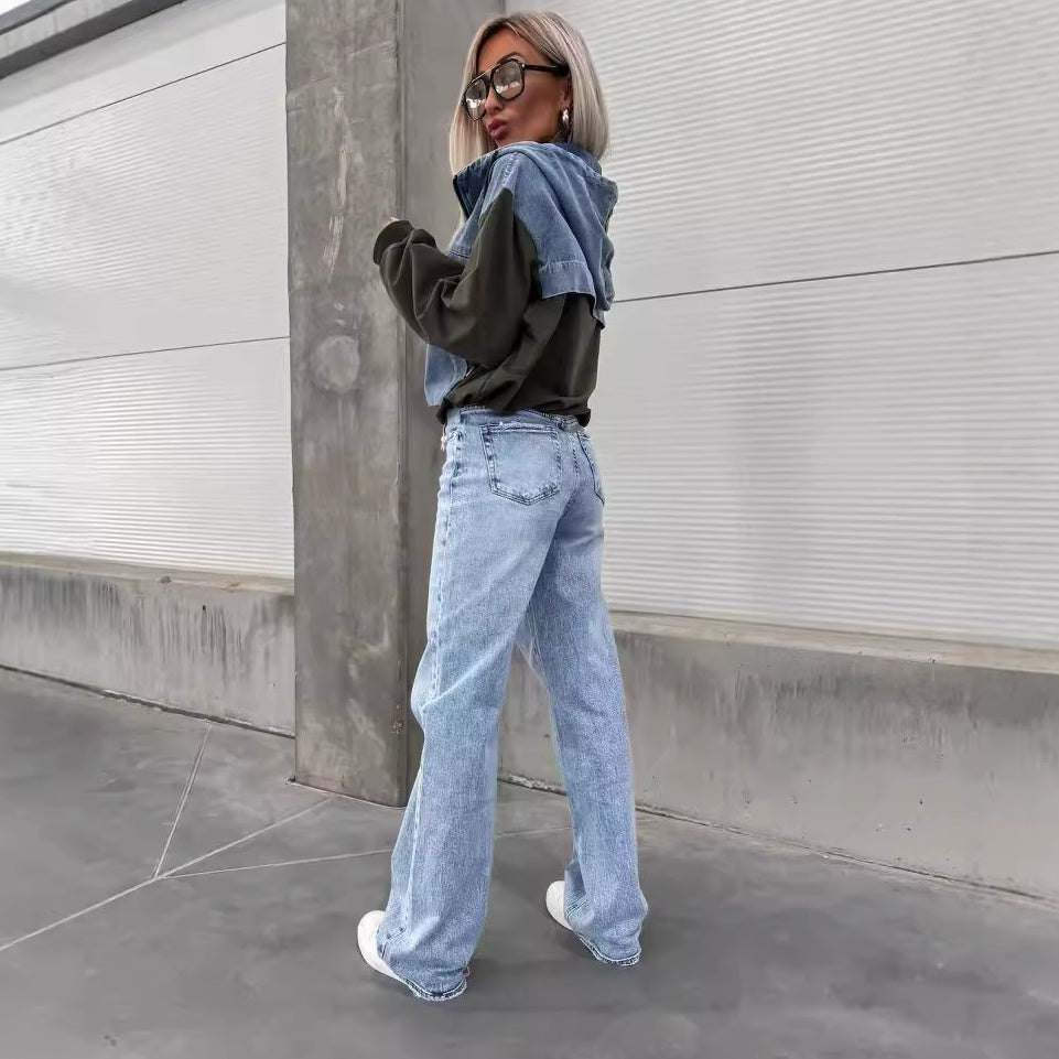 Candlie | Schicke Damen-Jeansjacke mit Kapuze und praktischen Kordelzügen