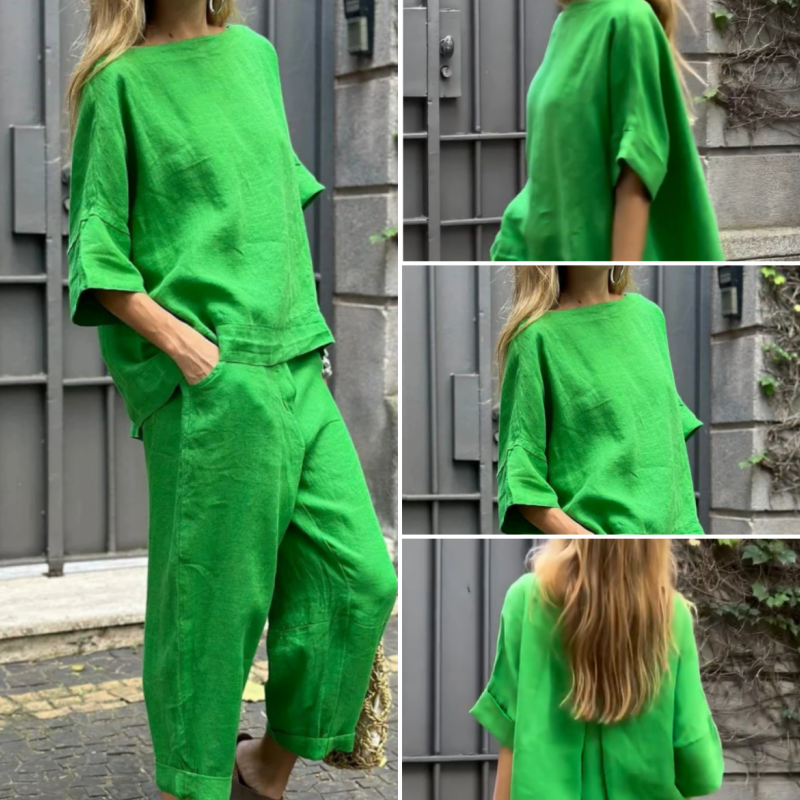 Jaclyn | Lässiges Leinen-Set mit Hemd & Hose