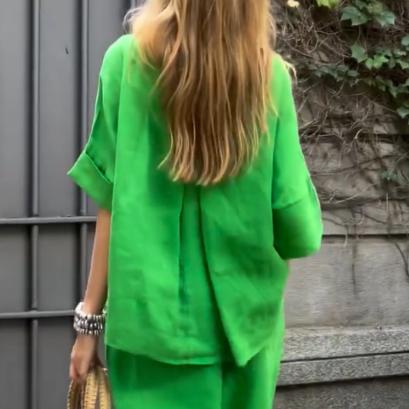 Jaclyn | Lässiges Leinen-Set mit Hemd & Hose