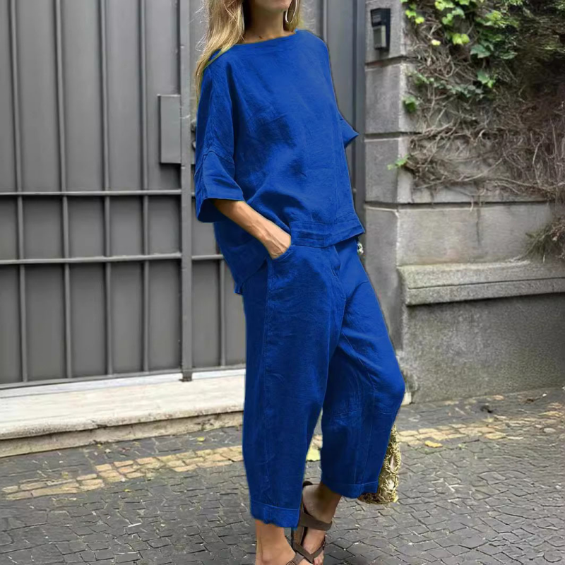 Jaclyn | Lässiges Leinen-Set mit Hemd & Hose