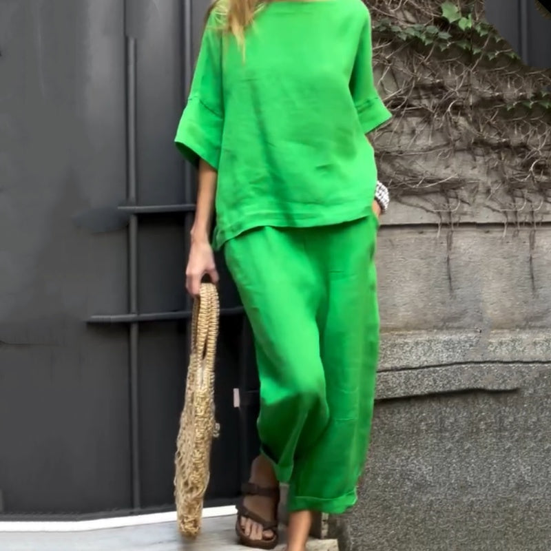 Jaclyn | Lässiges Leinen-Set mit Hemd & Hose