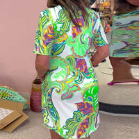 Oprah | Buntes Minikleid mit kurzen Ärmeln