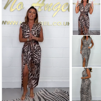 Kari | Leopardenkleid mit tiefem V-Ausschnitt