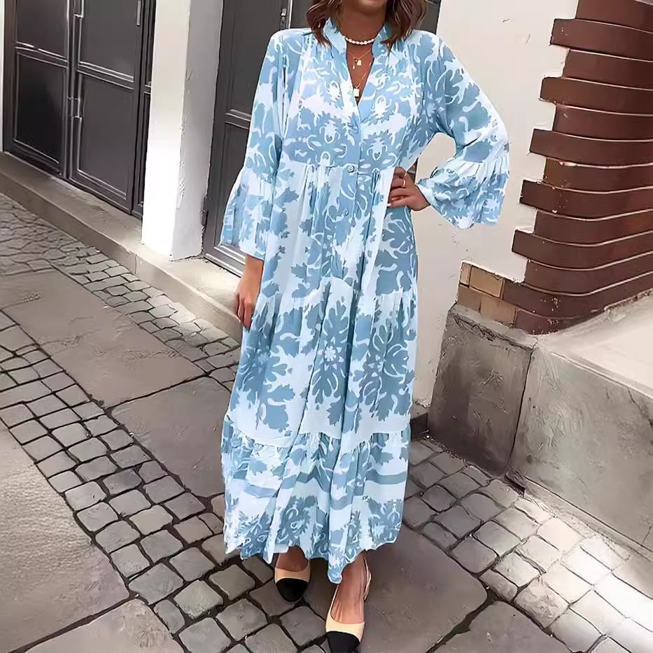 Trina | Lässiges Maxikleid mit Boho-Print und fließendem Schnitt