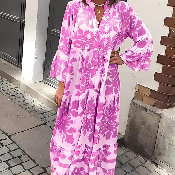 Trina | Lässiges Maxikleid mit Boho-Print und fließendem Schnitt