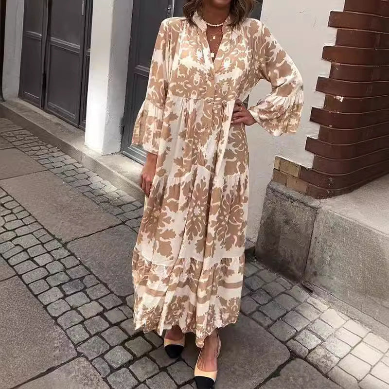 Trina | Lässiges Maxikleid mit Boho-Print und fließendem Schnitt