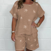 Scarlet | Lässige Baumwoll-Leinen-Shorts mit frischem Print