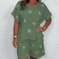 Scarlet | Lässige Baumwoll-Leinen-Shorts mit frischem Print