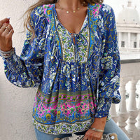 Betha | Bedrucktes Langarmshirt mit V-Ausschnitt