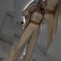 Tyline | Glitter Blazer mit Pailletten und weiten Hosen (3-teiliges Set)