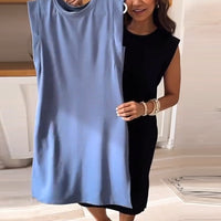 Shakisha | Schickes Midikleid mit Rundhals, seitlichem Schlitz und Taschen