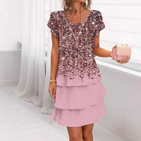 Mitsy | Buntes Paillettenkleid mit Leopardenprint für glamouröse Auftritte