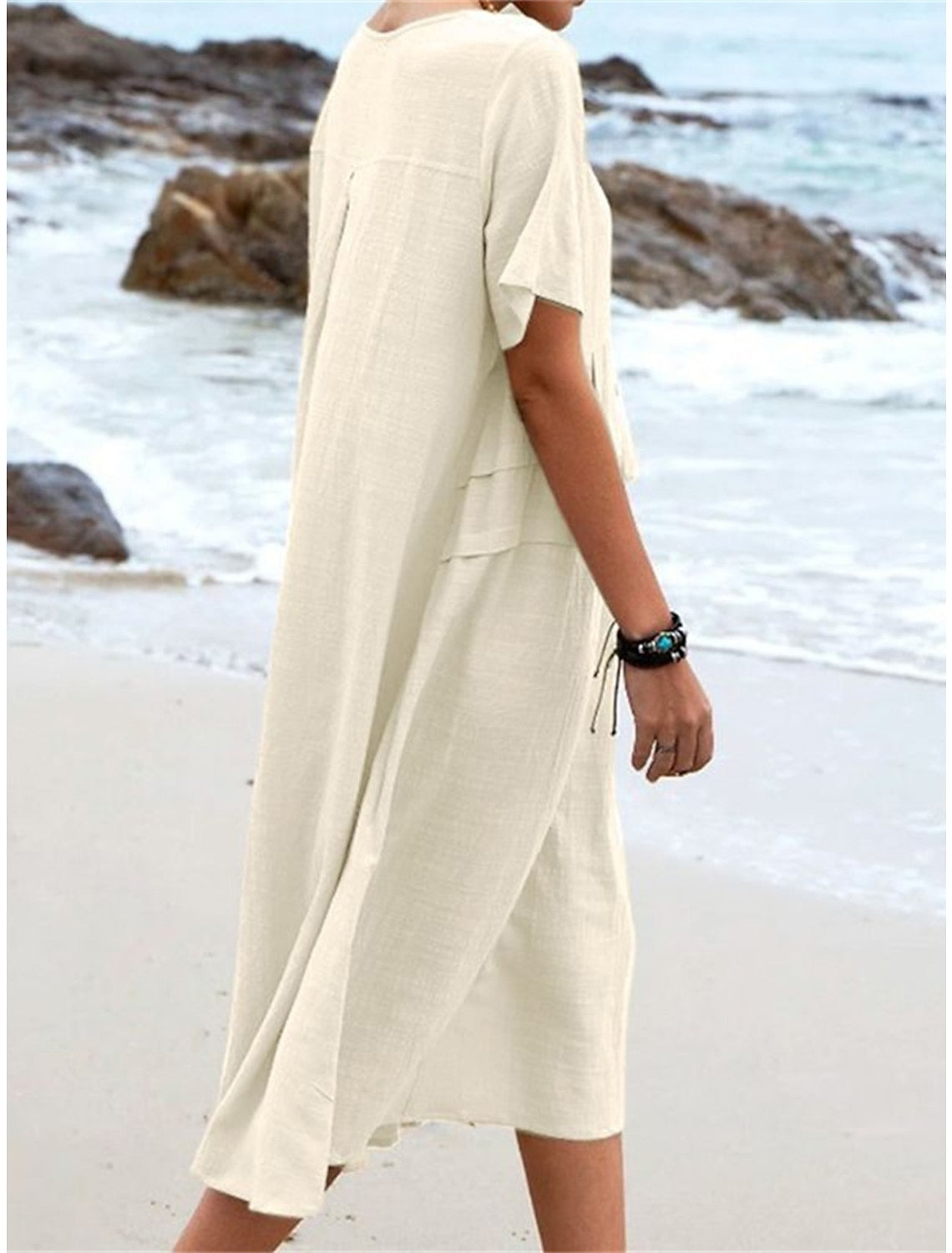 Swift | Midikleid aus Baumwolle und Leinen für Frauen