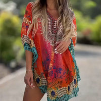 Asiarra | Feminines Kleid mit asymmetrischem Design und V-Ausschnitt