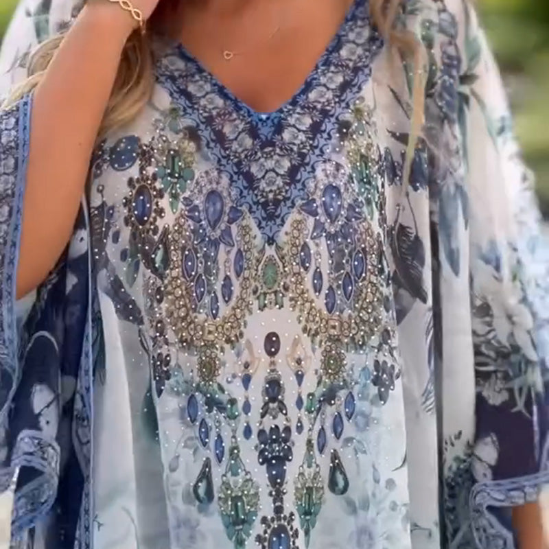 Asiarra | Feminines Kleid mit asymmetrischem Design und V-Ausschnitt