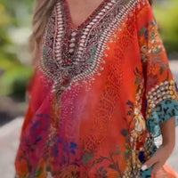 Asiarra | Feminines Kleid mit asymmetrischem Design und V-Ausschnitt