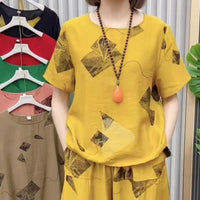 Mazel | Modisches Damen-Set mit bedrucktem Oberteil und 7/8-Hose