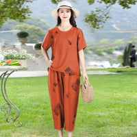 Mazel | Modisches Damen-Set mit bedrucktem Oberteil und 7/8-Hose