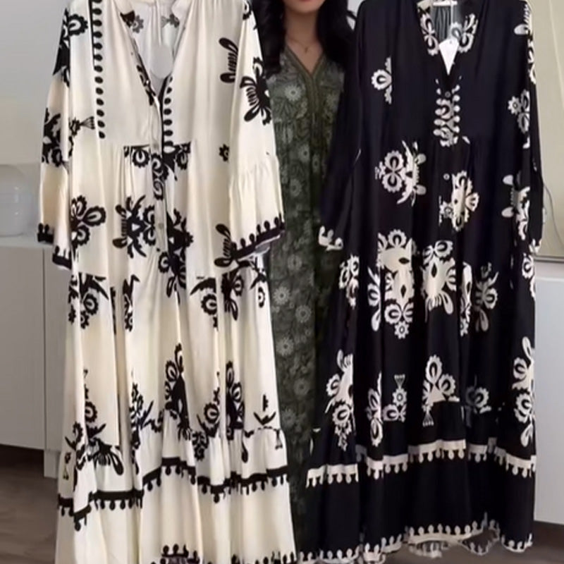 Rosarya | Feminines Midikleid mit Rüschensaum und lockerem Schnitt