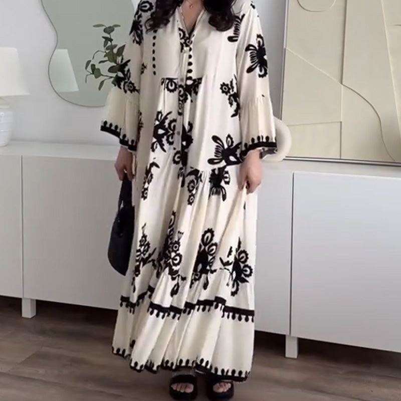 Rosarya | Feminines Midikleid mit Rüschensaum und lockerem Schnitt