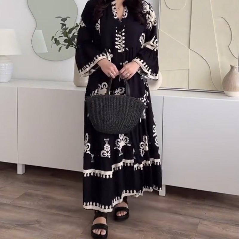 Rosarya | Feminines Midikleid mit Rüschensaum und lockerem Schnitt