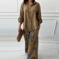 Damara | Stilvolles Zweiteiliges Set: Lockeres Cardigan-Shirt und High-Waist-Hose