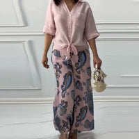 Damara | Stilvolles Zweiteiliges Set: Lockeres Cardigan-Shirt und High-Waist-Hose