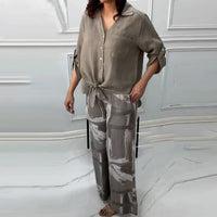 Damara | Stilvolles Zweiteiliges Set: Lockeres Cardigan-Shirt und High-Waist-Hose