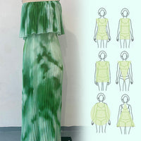 Lhorna | Stylisches bedrucktes Kleid mit offenen Schultern und Plisseefalten