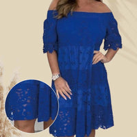 Leny | Schulterfreies Patchwork-Kleid