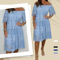 Leny | Schulterfreies Patchwork-Kleid