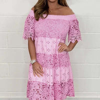 Leny | Schulterfreies Patchwork-Kleid