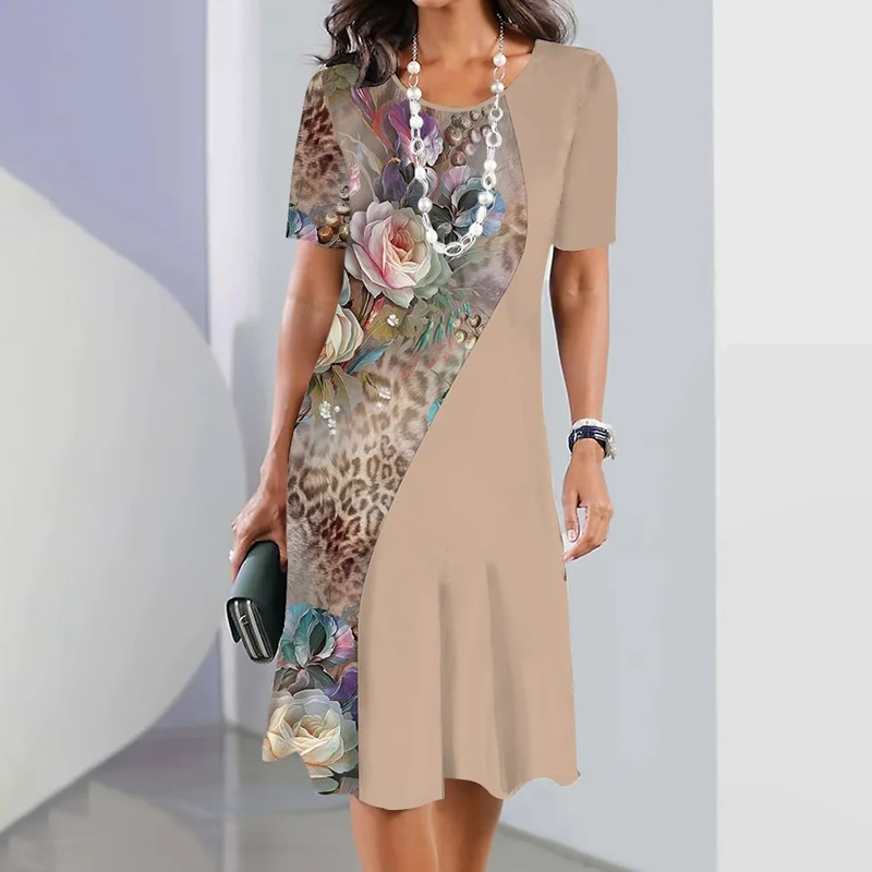 Joy | Damenkleid mit Rundhalsausschnitt und Blumendruck