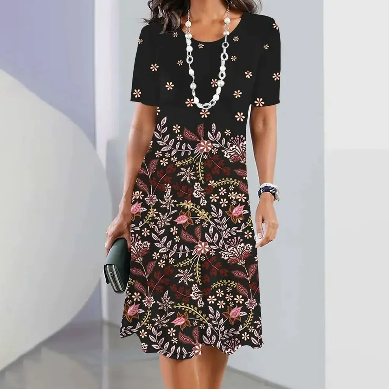 Joy | Damenkleid mit Rundhalsausschnitt und Blumendruck