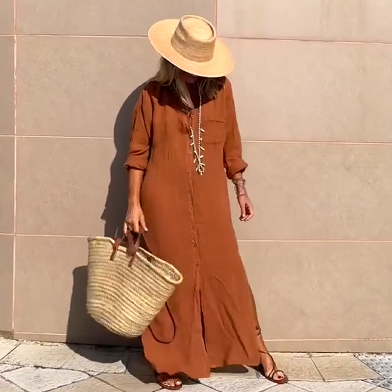 Willow | Lässiges knöchellanges Kleid in stilvoller Uni-Farbe