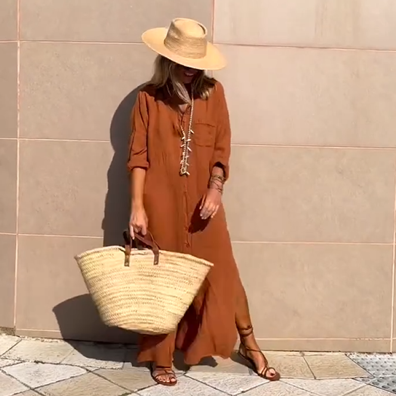 Willow | Lässiges knöchellanges Kleid in stilvoller Uni-Farbe