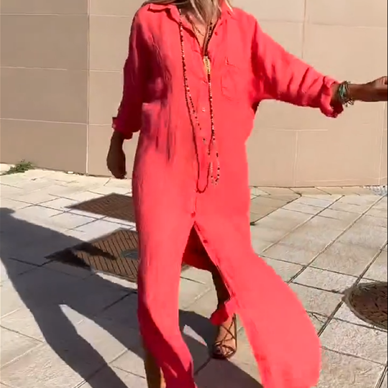 Willow | Lässiges knöchellanges Kleid in stilvoller Uni-Farbe