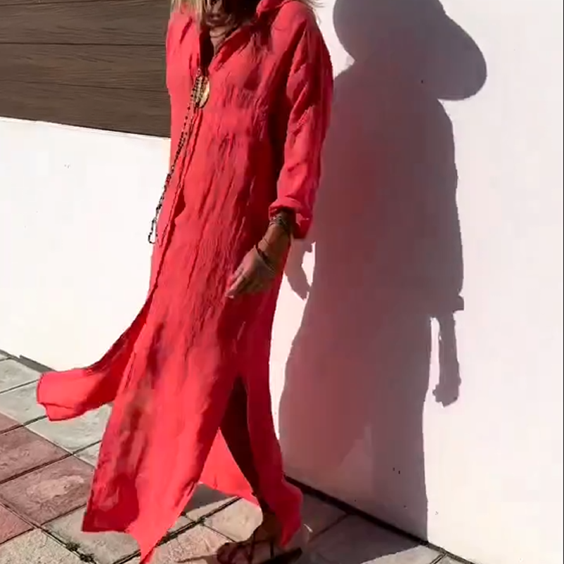 Willow | Lässiges knöchellanges Kleid in stilvoller Uni-Farbe