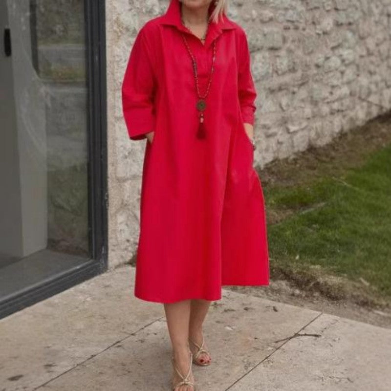 Portia | Luftiges Midikleid im Tunika-Stil mit Kragen